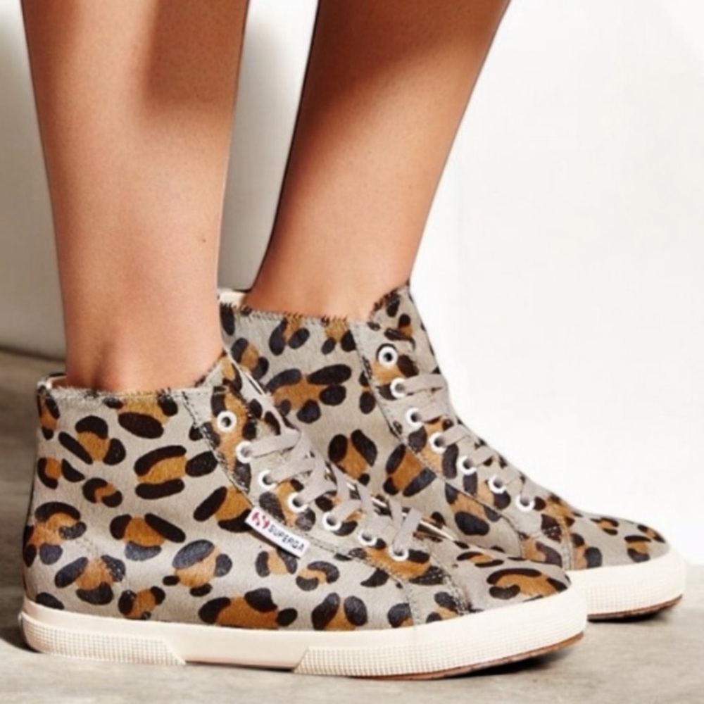 Superga Leopard Print High-Top Sneakers